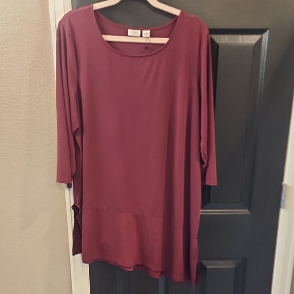 🩶Cato Purple and Pink Tunic 3/4 Sleeve Relaxed Fit - Picture 1 of 3
